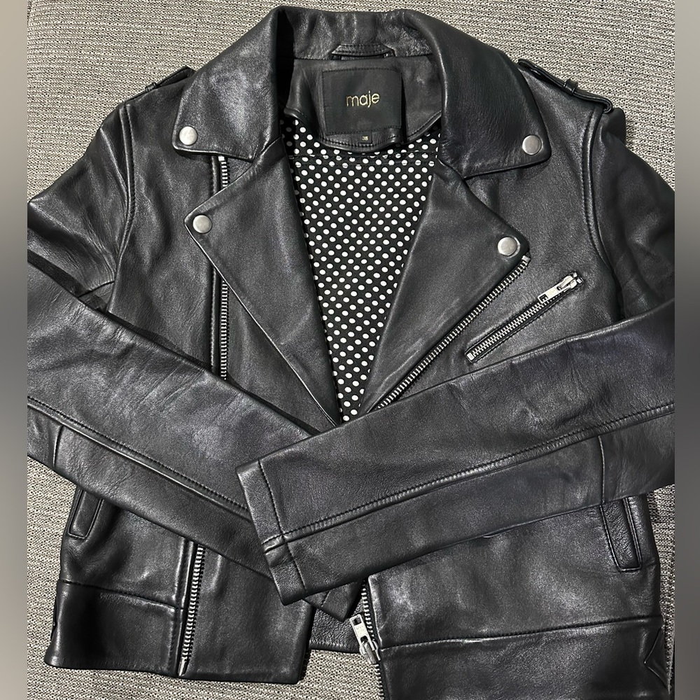 Real Maje leather jacket size 36 like new!!